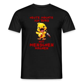 Making with people today - duck with knife - Men's T-Shirt - black - Front - AI Model Male 178 light (178cm)