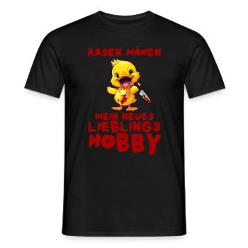 Rasen mähen Lieblingshobby - Ente mit Messer - Männer T-Shirt - Schwarz - Vorne - AI Model Male 178 light (178cm)