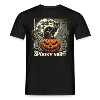 Halloween - „Gespenstische Kürbisnacht" - Männer T-Shirt - Schwarz - Vorne - AI Model Male 178 light (178cm)