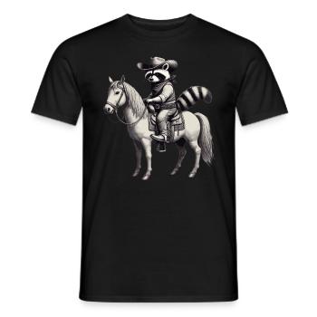 Raton laveur, Cow-boy, Western, Pays, Cheval - T-shirt homme - noir - Devant - AI Model Male 178 light (178cm)