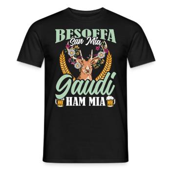 Münchner Volksfest BESOFFA SAN MIA GAUDI HAM MIA - Männer T-Shirt - Schwarz - Vorne - AI Model Male 178 light (178cm)