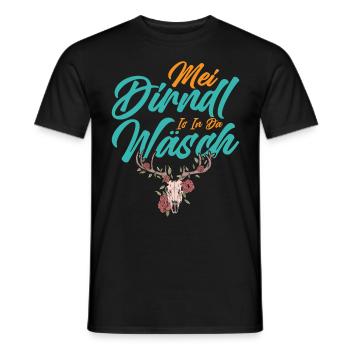 Münchner Volksfest MEI DIRNDL IS IN DA WÄSCH - Men's T-Shirt - black - Front - AI Model Male 178 light (178cm)