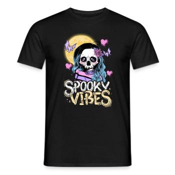 Skelettmädchen mit Mond und Fledermäusen Design - Männer T-Shirt - Schwarz - Vorne - AI Model Male 178 light (178cm)