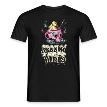 Lapin en peluche dans une coupe crâne avec des bonbons - T-shirt homme - noir - Devant - AI Model Male 178 light (178cm)