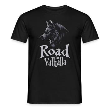 Seitenprofil Wolf Road vers Valhalla Design - T-shirt homme - noir - Devant - AI Model Male 178 light (178cm)