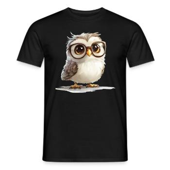 Hibou mignon avec des lunettes - T-shirt homme - noir - Devant - AI Model Male 178 light (178cm)