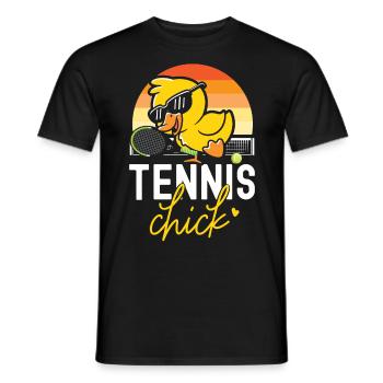 Funny Tennis Player Racket Chicken - Men's T-Shirt - black - Front - AI Model Male 178 light (178cm)