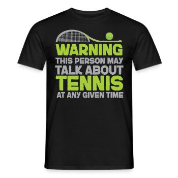 Avertissement de raquette de joueur de tennis drôle - T-shirt homme - noir - Devant - AI Model Male 178 light (178cm)