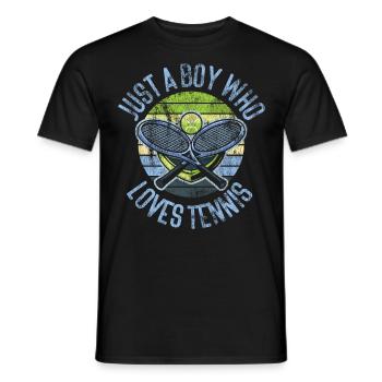 Funny Tennis Player Racket Boy - Männer T-Shirt - Schwarz - Vorne - AI Model Male 178 light (178cm)