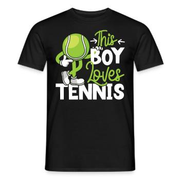 Funny Tennis Player Racket Boy - Männer T-Shirt - Schwarz - Vorne - AI Model Male 178 light (178cm)