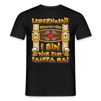 LEDERHOSEN? BRAUCH I NED I BIN NUR ZUM SAUFFA DA - Männer T-Shirt - Schwarz - Vorne - AI Model Male 178 light (178cm)