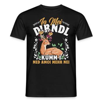Münchner Volksfest IN MEI DIRNDL KUMM I NED NEI - Men's T-Shirt - black - Front - AI Model Male 178 light (178cm)