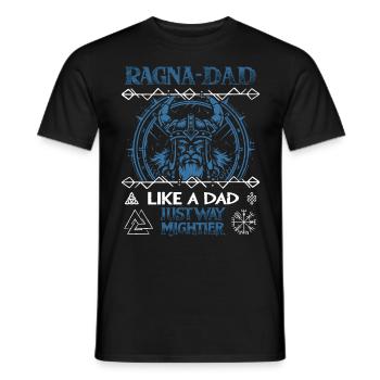 RAGNA-DAD Blue Viking Helmet for Father's Day - Men's T-Shirt - black - Front - AI Model Male 178 light (178cm)
