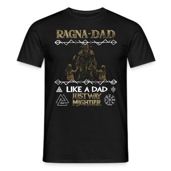 RAGNA-DAD Viking father with children for Father's Day - Men's T-Shirt - black - Front - AI Model Male 178 light (178cm)