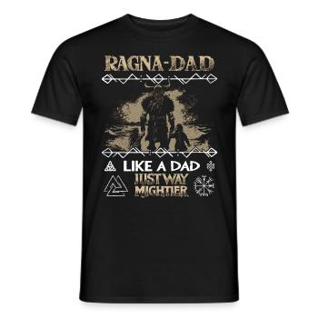 RAGNA-DAD Wikinger mit Kindern für den Vatertag - Männer T-Shirt - Schwarz - Vorne - AI Model Male 178 light (178cm)