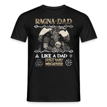 RAGNA-DAD Père viking avec enfant pour la fête des pères - T-shirt homme - noir - Devant - AI Model Male 178 light (178cm)