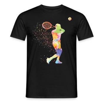 Raquette de joueur de tennis drôle - T-shirt homme - noir - Devant - AI Model Male 178 light (178cm)
