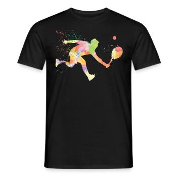 Raquette de joueur de tennis drôle - T-shirt homme - noir - Devant - AI Model Male 178 light (178cm)