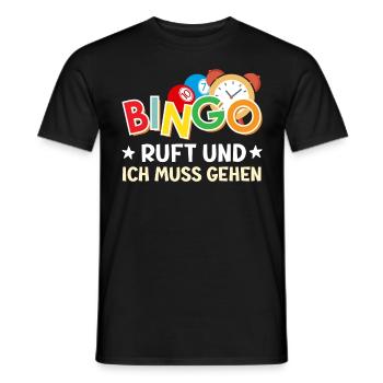 BINGO CALLS AND I MUST TO GO Amateurs de bingo - T-shirt homme - noir - Devant - AI Model Male 178 light (178cm)