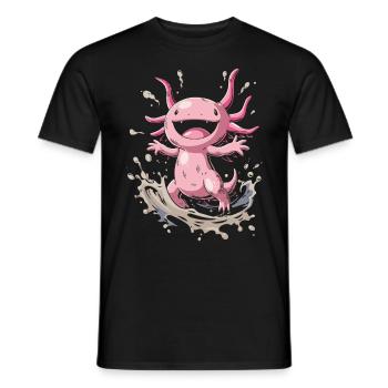 Kawaii Axolotl in Aktion für Axolotl-Fans - Männer T-Shirt - Schwarz - Vorne - AI Model Male 178 light (178cm)