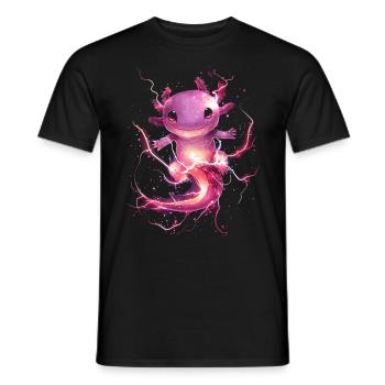 Axolotl lumineux avec électricité magique - T-shirt homme - noir - Devant - AI Model Male 178 light (178cm)