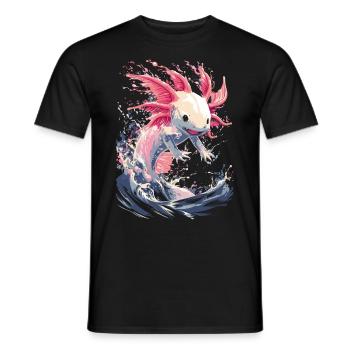 Puissant axolotl dans les vagues pour les fans d’axolotl - T-shirt homme - noir - Devant - AI Model Male 178 light (178cm)