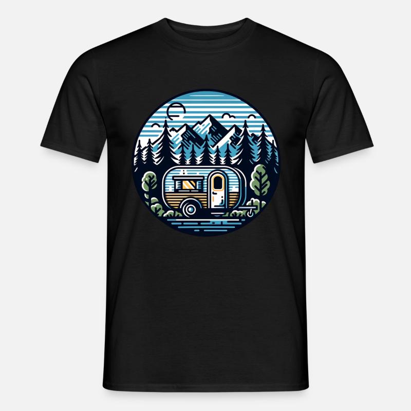 Camping Wohnwagen - Männer T-Shirt - Schwarz