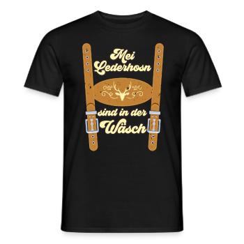Munich folk festival MEI LEDERHOSN IS IN DA WÄSCH - Men's T-Shirt - black - Front - AI Model Male 178 light (178cm)