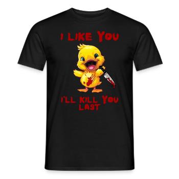 Duck with Knife - Lustig Gruselig Ich Mag Dich - Männer T-Shirt - Schwarz - Vorne - AI Model Male 178 light (178cm)