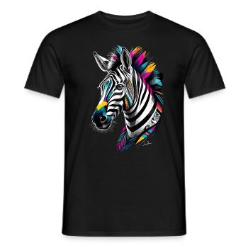 zèbre géométrique tribal multicolore - T-shirt homme - noir - Devant - AI Model Male 178 light (178cm)