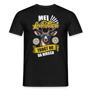 Munich folk festival MEI LEDERHOSEN WEARS NO DA - Men's T-Shirt - black - Front - AI Model Male 178 light (178cm)