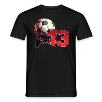 Football and Gaming Birthday Boy 13 Years - Men's T-Shirt - black - Front - AI Model Male 178 light (178cm)