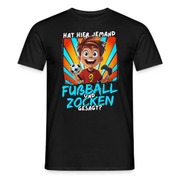 Football and Gaming Birthday Boy 9 Years - Men's T-Shirt - black - Front - AI Model Male 178 light (178cm)