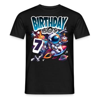 Astronaute 7e anniversaire Espace - T-shirt homme - noir - Devant - AI Model Male 178 light (178cm)