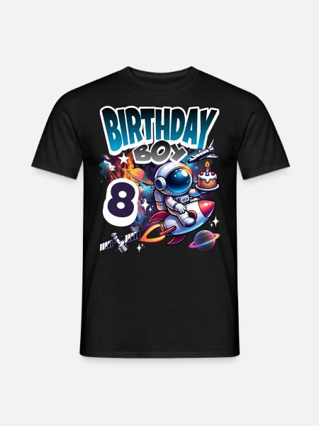 Astronaut 8th Birthday Space - Men's T-Shirt - black