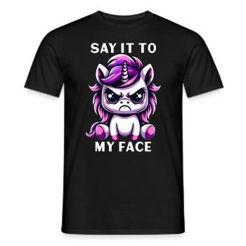 Say it to my face - Männer T-Shirt - Schwarz - Vorne - AI Model Male 178 light (178cm)
