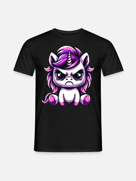 Süßes Einhorn Böse - Männer T-Shirt - Schwarz