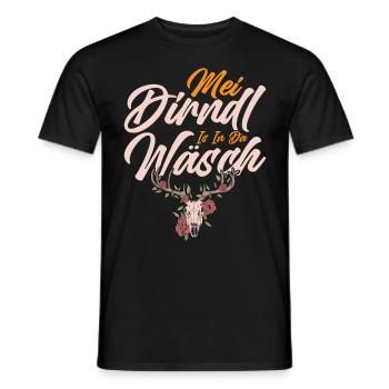 Münchner Volksfest MEI DIRNDL IS IN DA WÄSCH - Men's T-Shirt - black - Front - AI Model Male 178 light (178cm)
