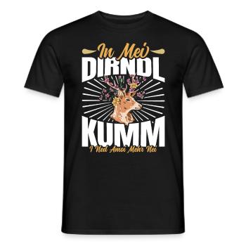 Münchner Volksfest IN MEI DIRNDL KUMM I NED NEI - Men's T-Shirt - black - Front - AI Model Male 178 light (178cm)