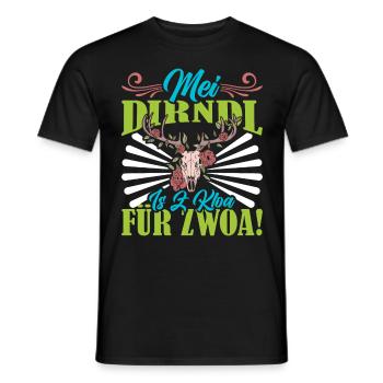 Ersatzdirndl MEI DIRNDL IS Z'KLOA FÜR ZWOA - Männer T-Shirt - Schwarz - Vorne - AI Model Male 178 light (178cm)