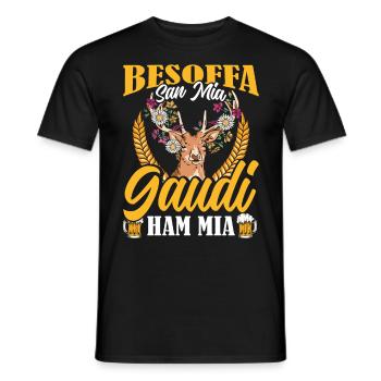 Münchner Volksfest BESOFFA SAN MIA GAUDI HAM MIA - Männer T-Shirt - Schwarz - Vorne - AI Model Male 178 light (178cm)
