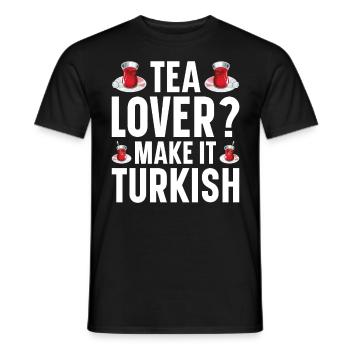 Thé turc Chai Türk Çayi Amoureux de la dinde - T-shirt homme - noir - Devant - AI Model Male 178 light (178cm)