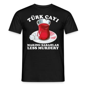 Thé turc Chai Türk Çayi Amoureux de la dinde - T-shirt homme - noir - Devant - AI Model Male 178 light (178cm)