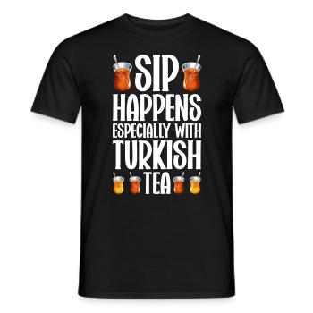 Thé turc Chai Türk Çayi Amoureux de la dinde - T-shirt homme - noir - Devant - AI Model Male 178 light (178cm)