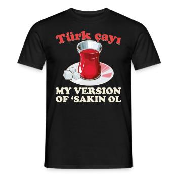 Thé turc Chai Türk Çayi Amoureux de la dinde - T-shirt homme - noir - Devant - AI Model Male 178 light (178cm)