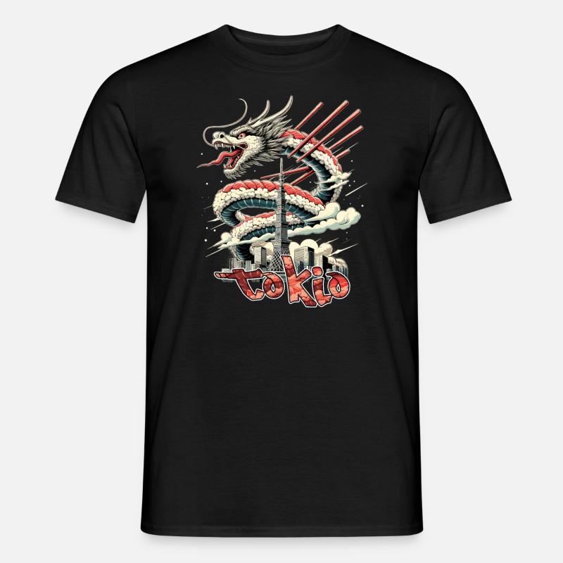 Sushi Drache Tokio Geschenk - Männer T-Shirt - Schwarz