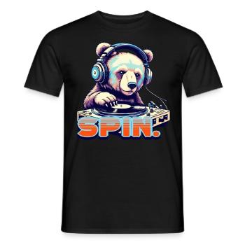 Funny Bear DJ 90s Retro Disco Style - Men's T-Shirt - black - Front - AI Model Male 178 light (178cm)