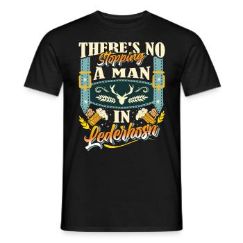 Munich Folk Festival THERE'S NO STOPPING A MAN IN - Men's T-Shirt - black - Front - AI Model Male 178 light (178cm)