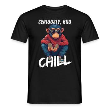 Sérieusement Bro Chill Monkey Meme Gambler - T-shirt homme - noir - Devant - AI Model Male 178 light (178cm)
