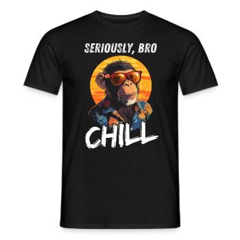 Seriously Bro Chill Monkey Gambler Sunset - Men's T-Shirt - black - Front - AI Model Male 178 light (178cm)